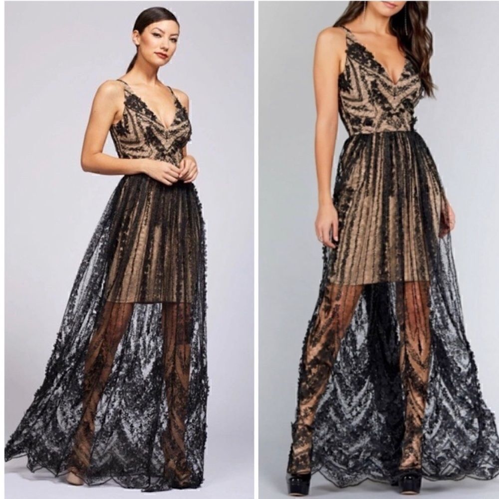 Dress the Population lace embellished maxi dress L